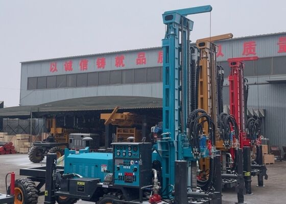 Powerful Deep Rock Water Well Drilling Rig Wheels Mounted 100-200 Meters