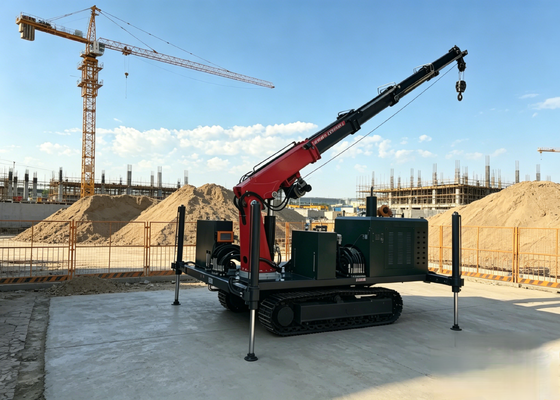 0-10tons Steel Crawler Chassis With 360° Rotating Lifting Boom